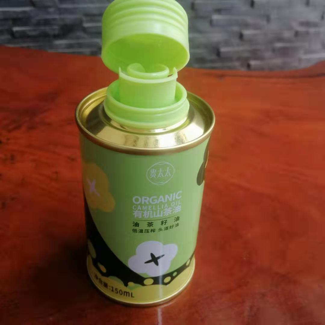 個性化茶油鐵罐，湖南山茶油圓形鐵瓶定制